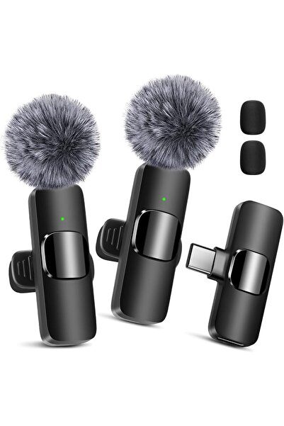 GENERAL 2 Pack Wireless Lavalier Microphone for iPhone 15, USB C Android Phon...