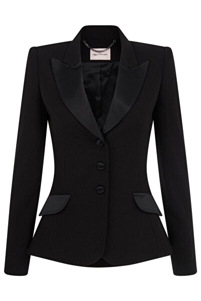 Agent Provocateur Billi Black Jacket - Luxurious Silk Crepe, Belted Waist, Ve...