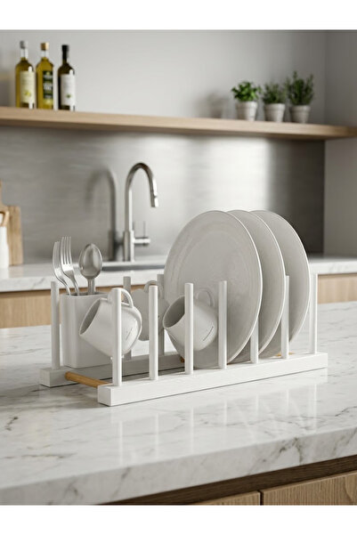co arma Wooden Plate Holder with Modern Design, White Color