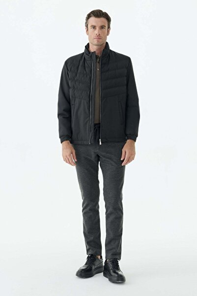 Jakamen Black Comfort Fit Stand Collar Sports Coat