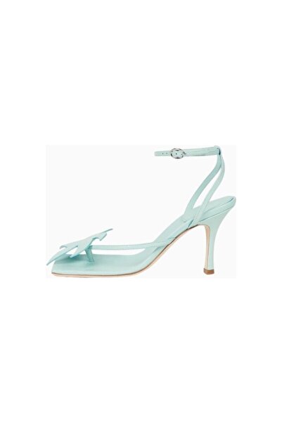 A.W.A.K.E. MODE Italy Made Delta Palma Turquoise Heeled Shoes Palm Detail Nap...