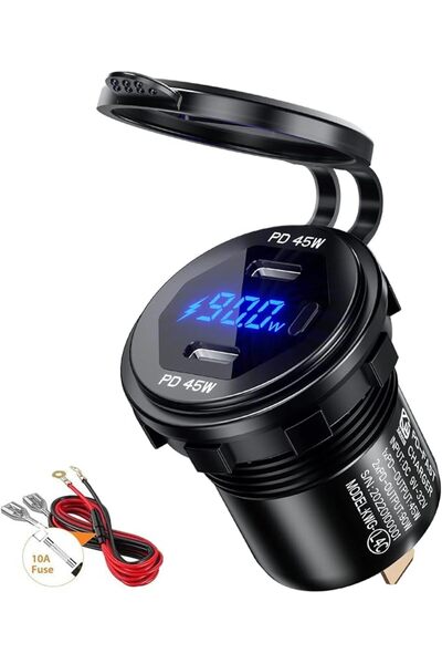 Thlevel Type C Car Charger Socket Dual Port 90W PD Type C Fast Charger Socket...