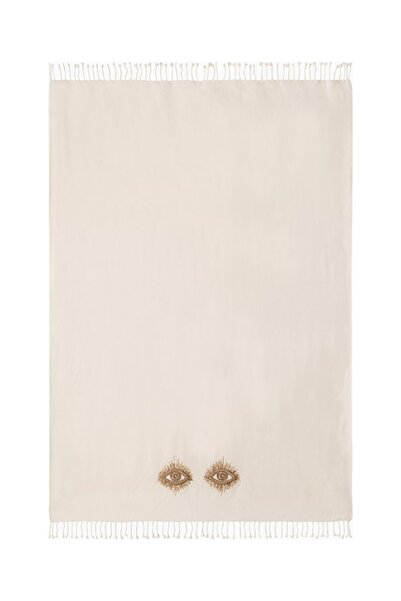 Jonathan Adler Muse Handcrafted Bead Embroidered Wool Blanket White