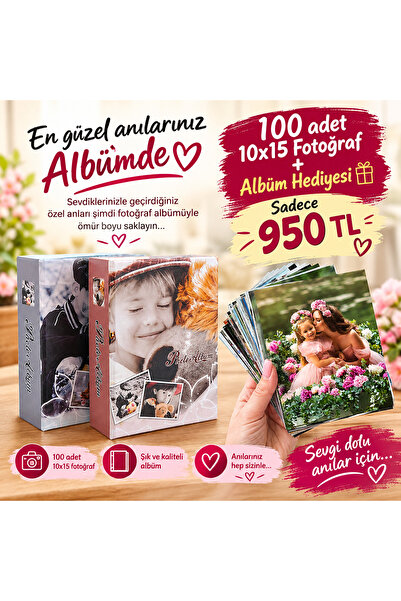 10X15 FOTOĞRAF BASKISI SOLMAZ BASKI 100 ADET ALBÜM HEDİYELİ