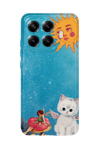 FLAMENKO حافظة هاتف شفافة متوافقة مع Xiaomi 17T Pro بنمط Sunny Fairy وAngel Cat