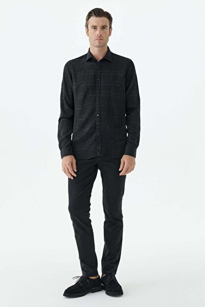 Jakamen Black Checkered Comfort Fit Shirt