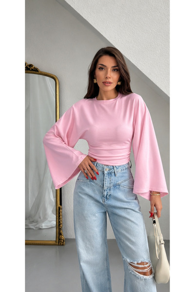 Noa&Noa Batwing Sleeve Gathered Waist Blouse - Pink Pink