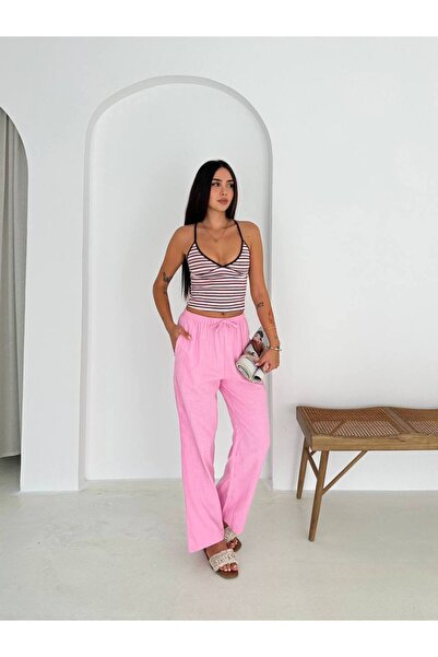 Noa&Noa Linen Trousers with Pockets - Pink Pink
