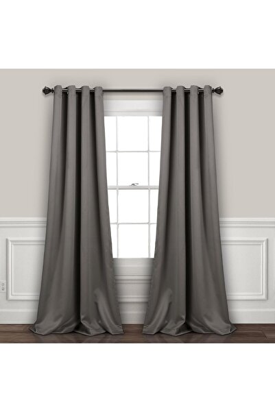 Lush Decor ستارة فاخرة معتمة مع حلقات معدنية، عازلة للحرارة، رمادي غامق، 132 ...