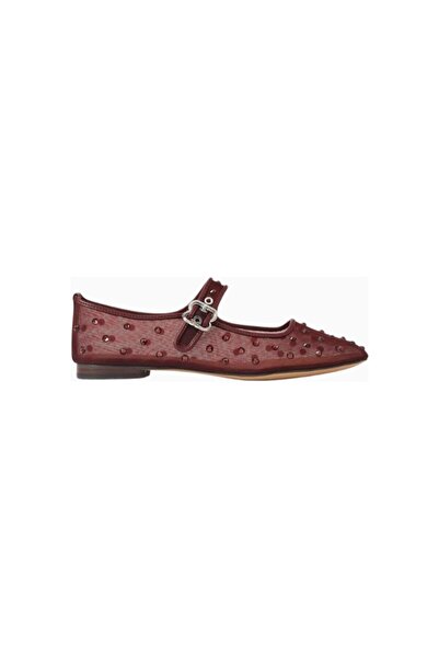 Sam Edelman Michaela Burgundy Crystal Embroidered, Mesh Square Toe Buckle Mar...