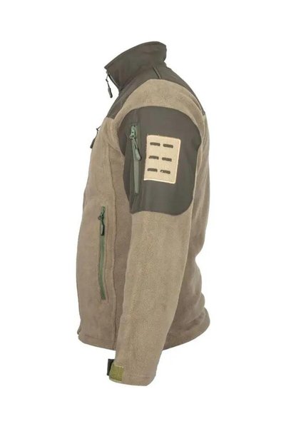 Silyon Askeri Giyim Men's Khaki Military Tactical Fleece Coat Softshell Shoulder Detailed Zippered Outdoor Jacket