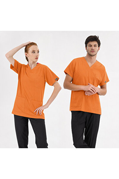 ÇİZGİ MEDİKAL Orange Ochre Silva Luxury Lycra Single Top Jersey