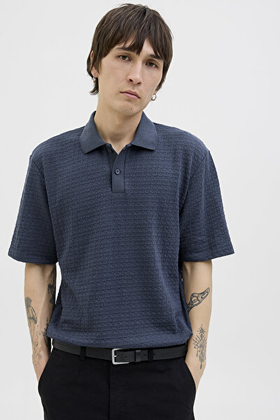 Jack & Jones تي شيرت رجالي من جاك آند جونز بياقة بولو 12286334 BLUE NIGHTS