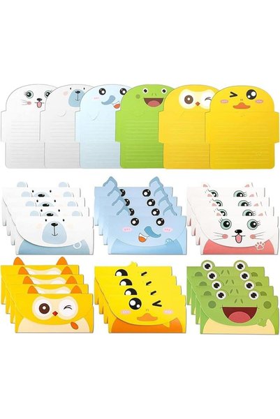JOYZZZ Holiday Cards, 30PCS Cute Animal Stationery Paper and Envelopes Set, K...