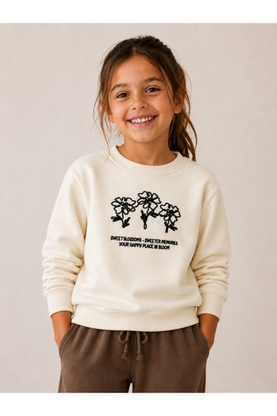 Victor and Jane Girls Floral Embroidery Pullover Top