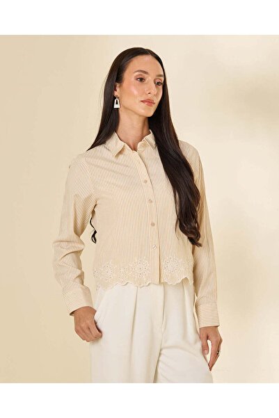 REDTAG Women Ivory Textured Button Blouse