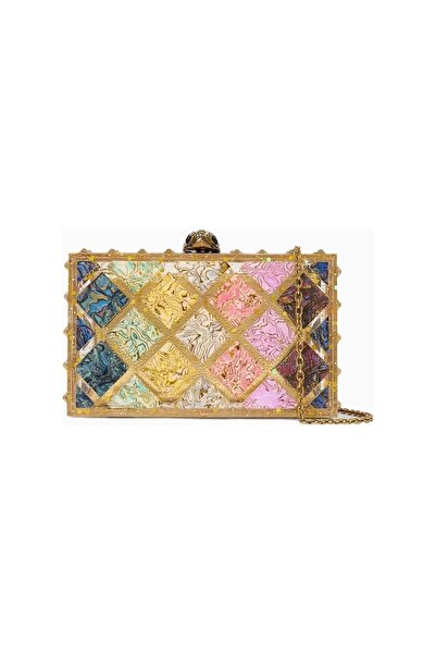 Kurt Geiger Crystal Quilt Box Mini with Crystals, Handcrafted Clutch and Cros...