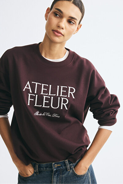 H&M Yazı Motifli Sweatshirt