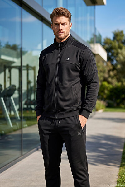 REMSA Men's Shoulder Camisole Detail Jacket Bottom Cotton Tracksuit Set 26719...
