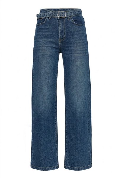 Rich Star Belted Pipe Leg Jeans - Blue Blue