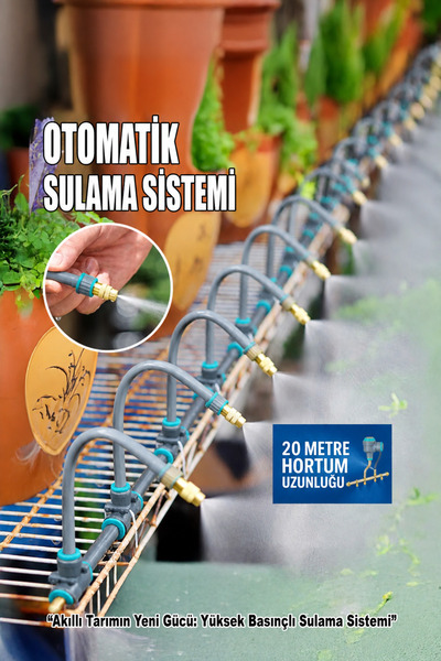 CONOCER 360 Derece dönebilen 20 metre Sulama Sistemi Gri 8mm