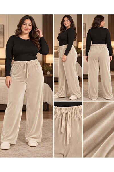 Lady Queen Fransız Kadife Battal Beden Pijama Altı 8021