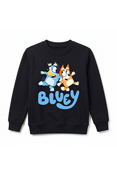 Bluey Baskılı Çocuk Premium Kışlık Sweatshirt Yumuşak Şardonlu İç Yüzey