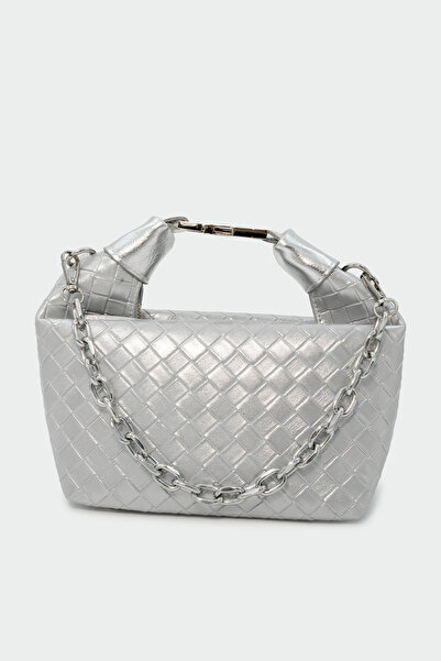 LAMİNTA Yoges Women's Handbag with Chain Detail - Silver