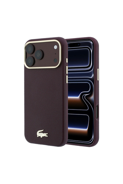 Lacoste iPhone 18 Pro Max Kılıf Lisanslı M-Safe PVC Yarı Pike İkonik Timsah D...