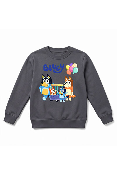 URBANTRENDSTORE سويت شيرت شتوي فاخر للأطفال مطبوع عليه Bluey، سطح داخلي ناعم