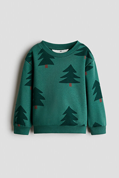 H&M Baskılı ve İçi Tüylü Sweatshirt
