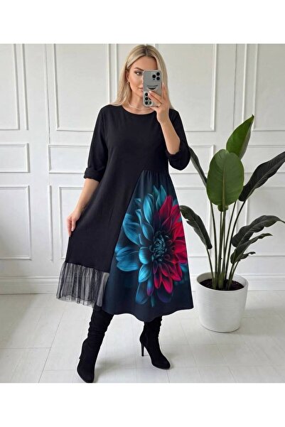 MAXORA SHOP Βαμβακερό φόρεμα Rita μήκους midi, με μανίκια τρία τέταρτα, με τυ...