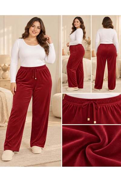 Lady Queen Fransız Kadife Battal Beden Pijama Altı 8021