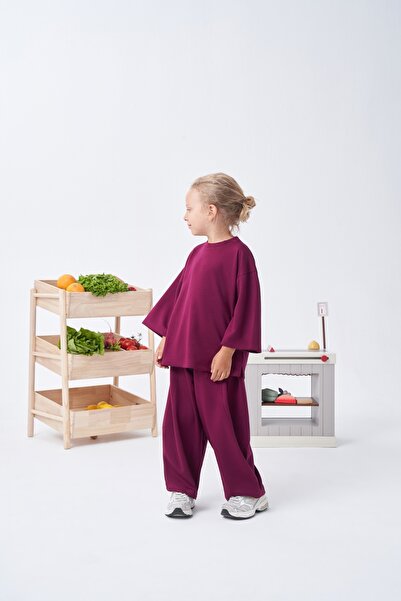 EBU Prive Unisex Children's Loose-Fitting Comfortable Suit Burgundy
