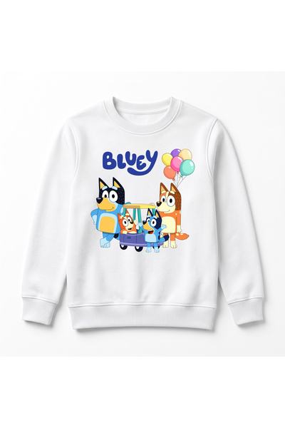 URBANTRENDSTORE سويت شيرت شتوي فاخر للأطفال مطبوع عليه Bluey، سطح داخلي ناعم