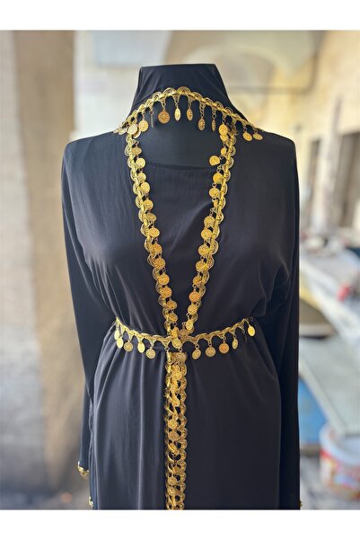 MODA Düz Şifon Çeyrekli Kaftan Şal ve Kuşak Dahil (38-48 Beden Uyumlu)