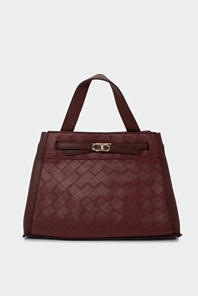 LAMİNTA Dina Lock Detailed Women's Handbag - Bordo