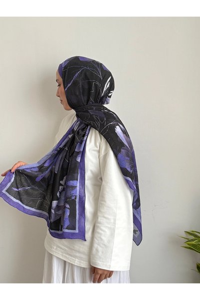 Hepsi Moda Lotus Flower Pattern Shawl - Purple