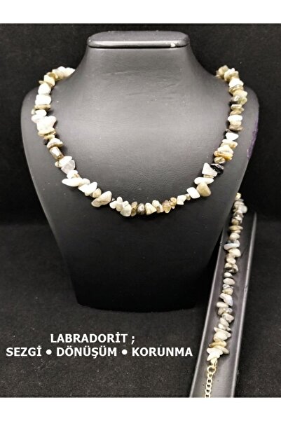 SEVA'S BİJUTERİ Natural Labradorite Stone Necklace & Bracelet Set – Intuition...