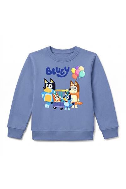 URBANTRENDSTORE سويت شيرت شتوي فاخر للأطفال مطبوع عليه Bluey، سطح داخلي ناعم
