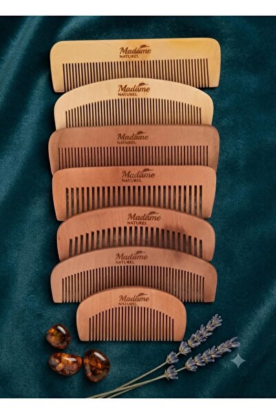 MADAMENATUREL Wooden Comb Set (2 Lemon Wood Combs + 5 Cherry Wood Combs) (Mix...