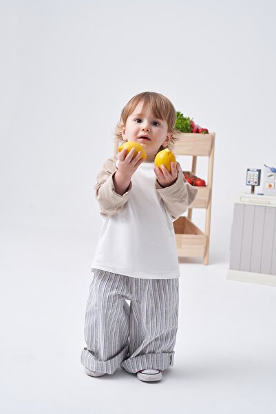 EBU Prive Unisex Children's Striped Pants Set Navy Blue