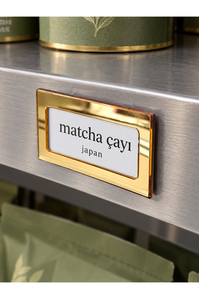 ETİKETLİK FİYATLIK Gold Plexy Metal Shelf Magnetic Label Holder - 20 Pieces