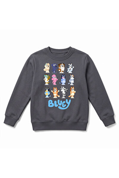 URBANTRENDSTORE سويت شيرت شتوي فاخر للأطفال مطبوع عليه Bluey، سطح داخلي ناعم