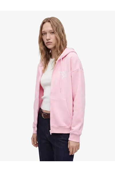 Koton Comfortable Fit, Printed Bow on the Back, Pocketed, Zippered Hooded Swe...