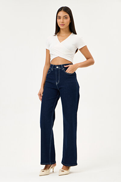 Kadın Geniş Paça Palazzo Trend Pantolon Wide Leg Jean Popüler Günlük