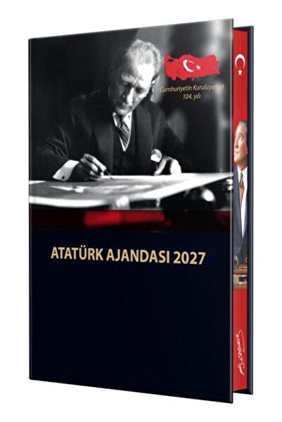 Halk Kitabevi Kişiye Özel 2027 Atatürk Ciltli Ajanda ve 661-R Kabartma Figürlü Metal Roller Kalem Y35