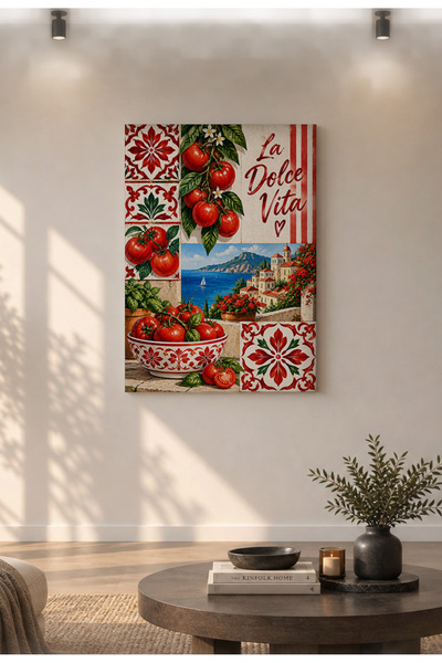 Akdeniz Esintisi Domates Canvas Tablo – Çerçevesiz Duvar Dekoru - 35x50 / 50x70 / 70x100 / 100x140