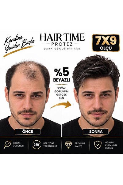 Hairtime 7X9 %5 BEYAZLI PROTEZ SAÇ – DOĞAL SAÇ YÖNÜ VE GERÇEKÇİ GÖRÜNÜMÜYLE K...