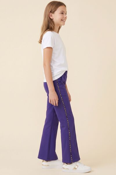 CRASSİ Pantaloni largi pentru fete, cu dungi leopard și talie elastică